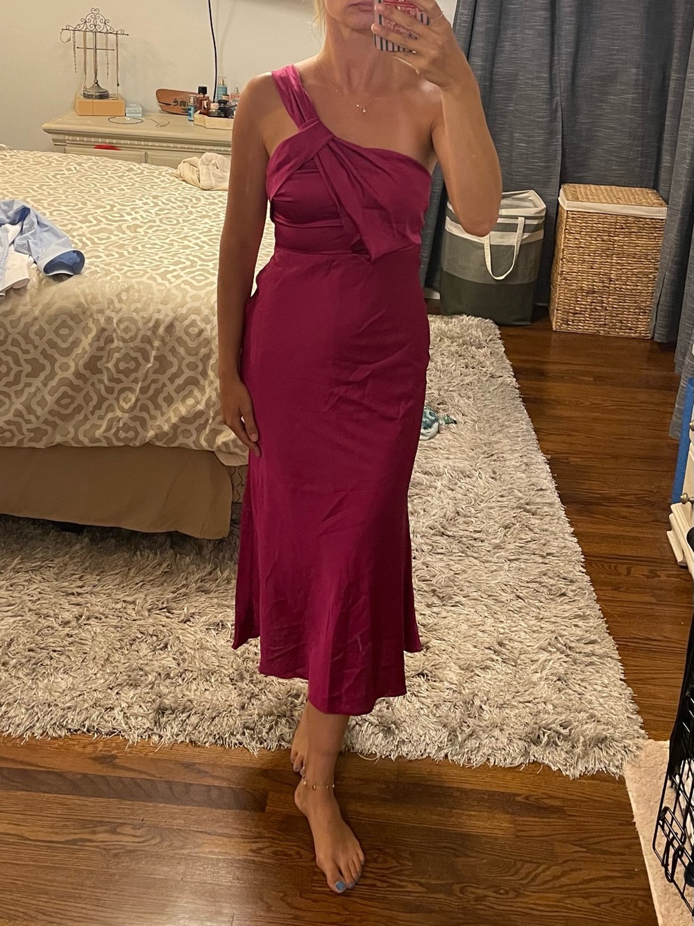 Showpo Fuchsia One-Shoulder Midi Dress